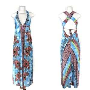 Boston Proper Maxi Dress Size 2 Sleeveless Blue Floral Festival Boho Summer
